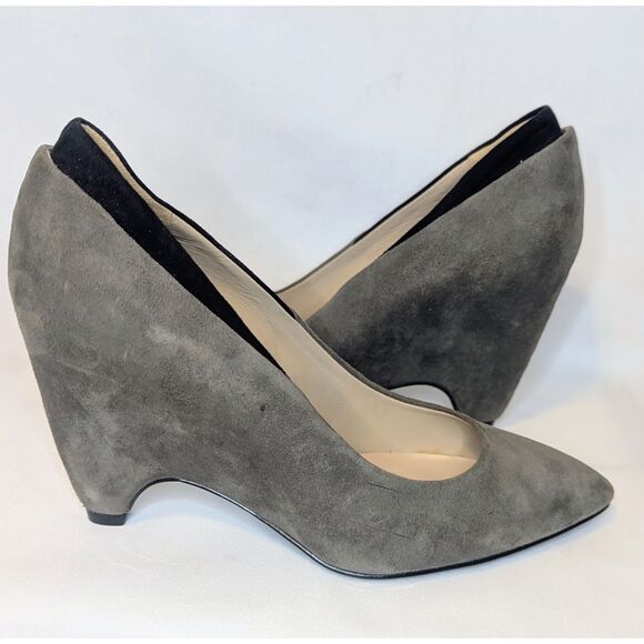 👠 Kenneth Cole Suede Wedge Pumps Gray Black 8M - Picture 5 of 8